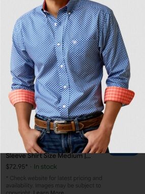 ARIAT MEN'S WREN COBALT LONG SLEEVE SHIRT SIZE  small